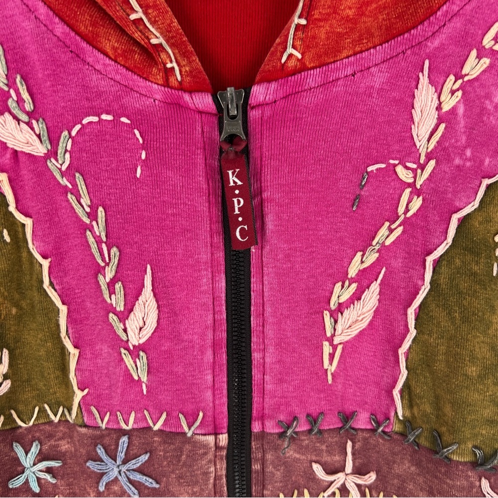 MPC Colorful Patchwork Embroidered Stitching Sip Front Hooded‎ Jacket Artsy - Picture 5 of 17